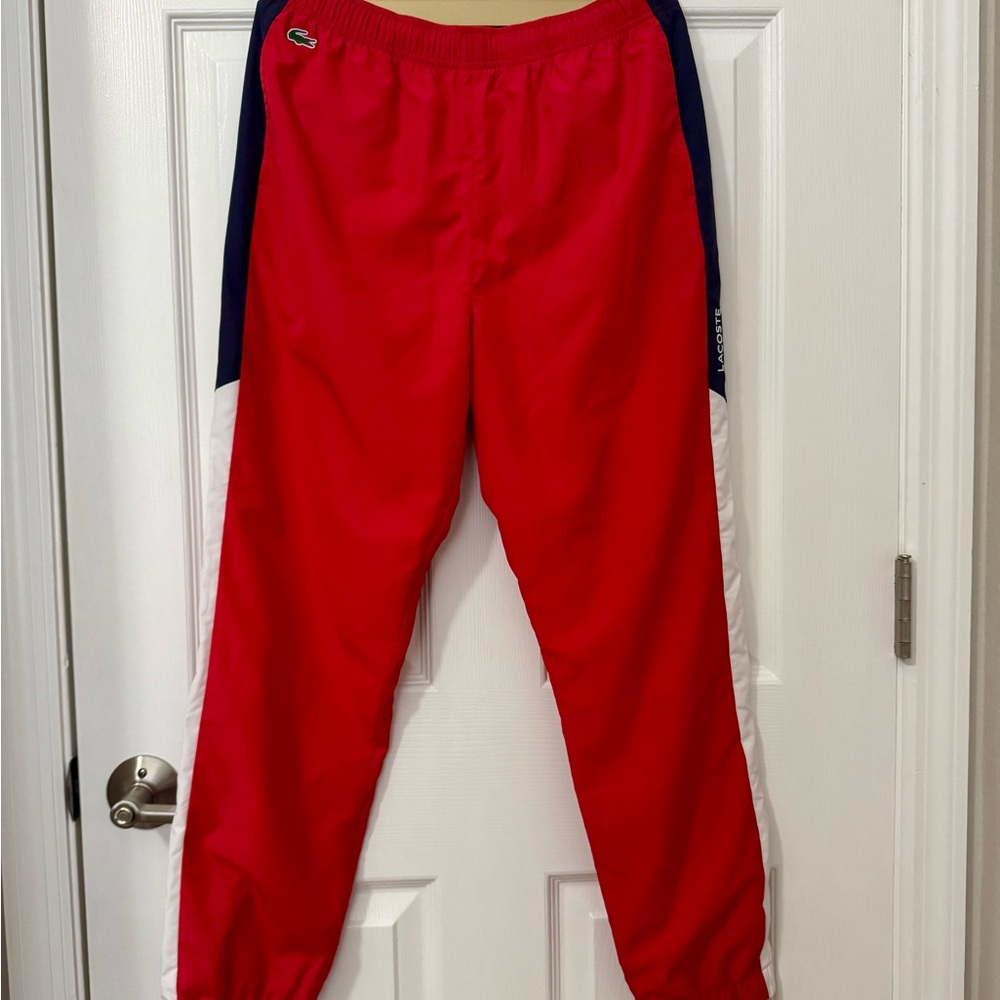 Lacoste Red and Blue Track pants with Sporty Design size 14